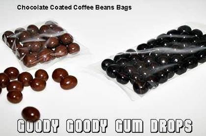 100 x 100 Gm Heat-sealed bags with custom branding Dark Chocolate coated Coffee Beans Goody Goody Gum Drops online lolly shop
