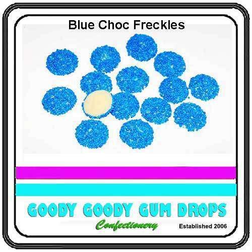 BLUE Choc Freckles 1 Kg Goody Goody Gum Drops online lolly shop