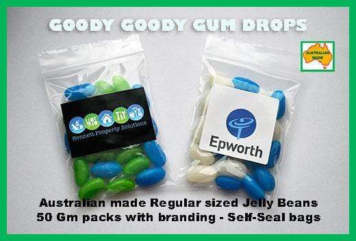 Branded Australian Promotional Jelly Bean Bags in your colours Goody Goody Gum Drops online lolly shop