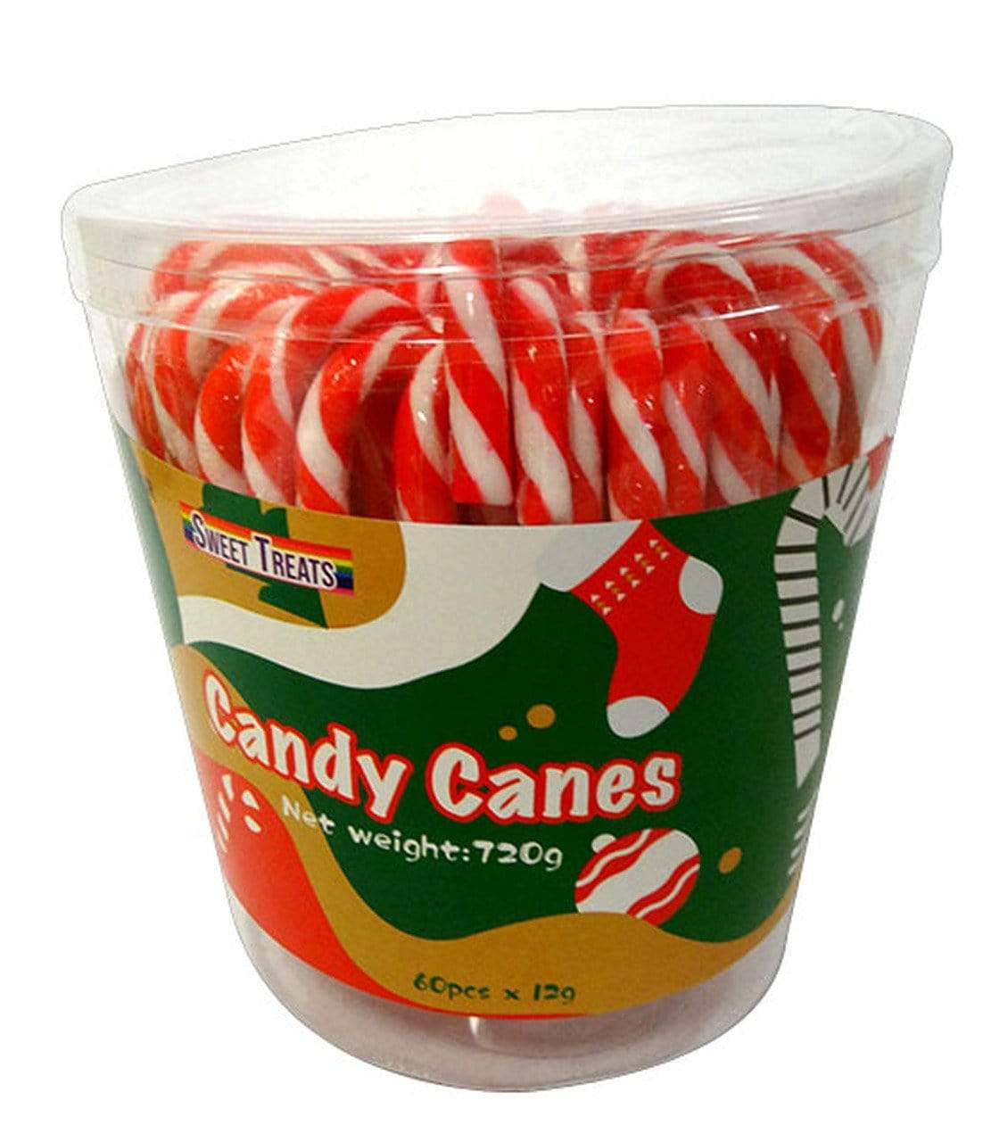 Christmas Candy Canes (Tub of 60 x 13 cm) Goody Goody Gum Drops online lolly shop