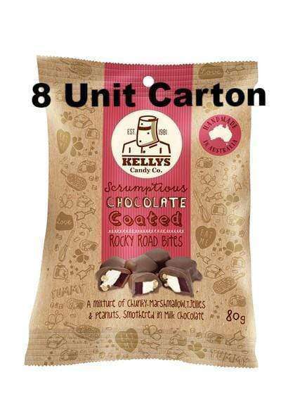 KELLY&#39;S ROCKY ROAD BITES - SNACK PACK 8 x 80G BAGS Goody Goody Gum Drops online lolly shop