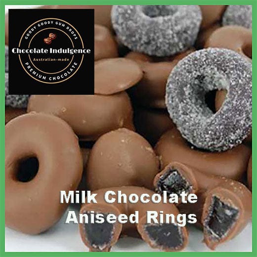 Milk Chocolate coated ANISEED RINGS - 1Kg Goody Goody Gum Drops online lolly shop