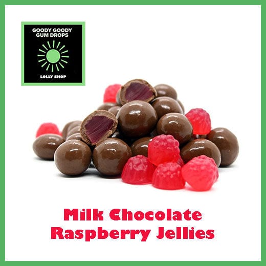 Milk Chocolate coated Raspberries Goody Goody Gum Drops online lolly shop