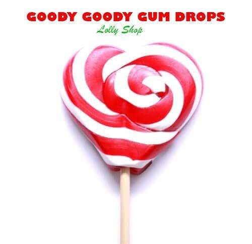 Red &amp; White 5 cm Heart Lollipops (Pack of 25) Goody Goody Gum Drops online lolly shop