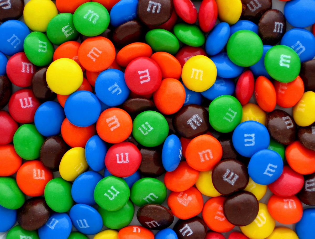 Chocolate M&Ms in bulk.