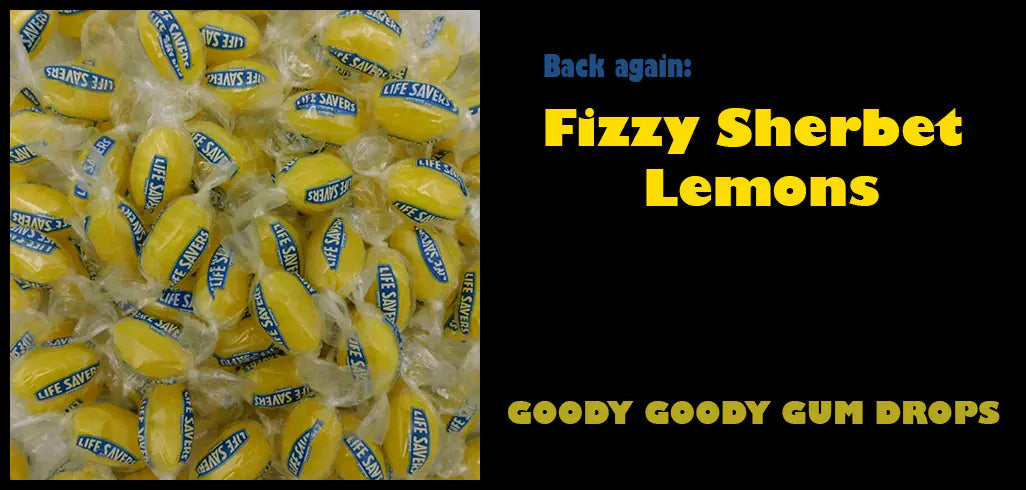 Fizzy lemon sherbet wrapped lollies Australian made from Goody Goody Gum Drops.