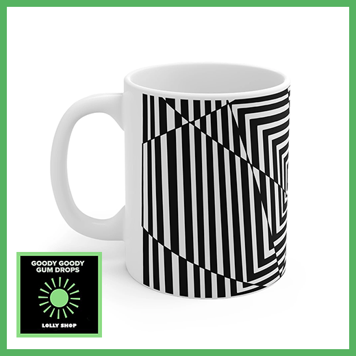 Black & White Abstract 11oz Ceramic Coffee  Mug Goody Goody Gum Drops online lolly shop