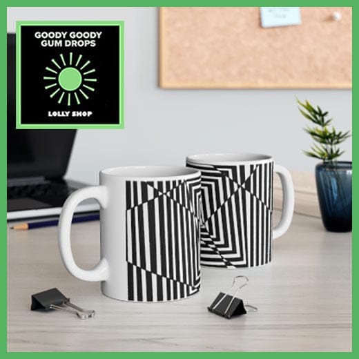 Black & White Abstract 11oz Ceramic Coffee  Mug Goody Goody Gum Drops online lolly shop