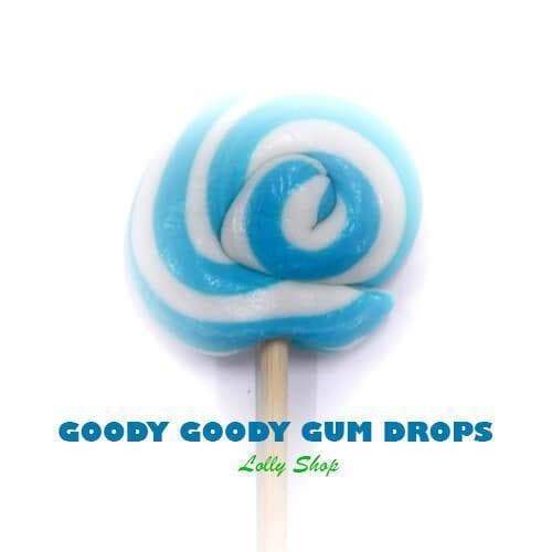 Blue &amp; White Gourmet 5 cm LolliPops (Box of 25) Goody Goody Gum Drops online lolly shop