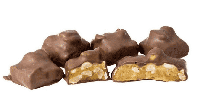 Kelly's Chocolate Coated Peanut Brittle 8 x 80 Gm Bags Goody Goody Gum Drops online lolly shop