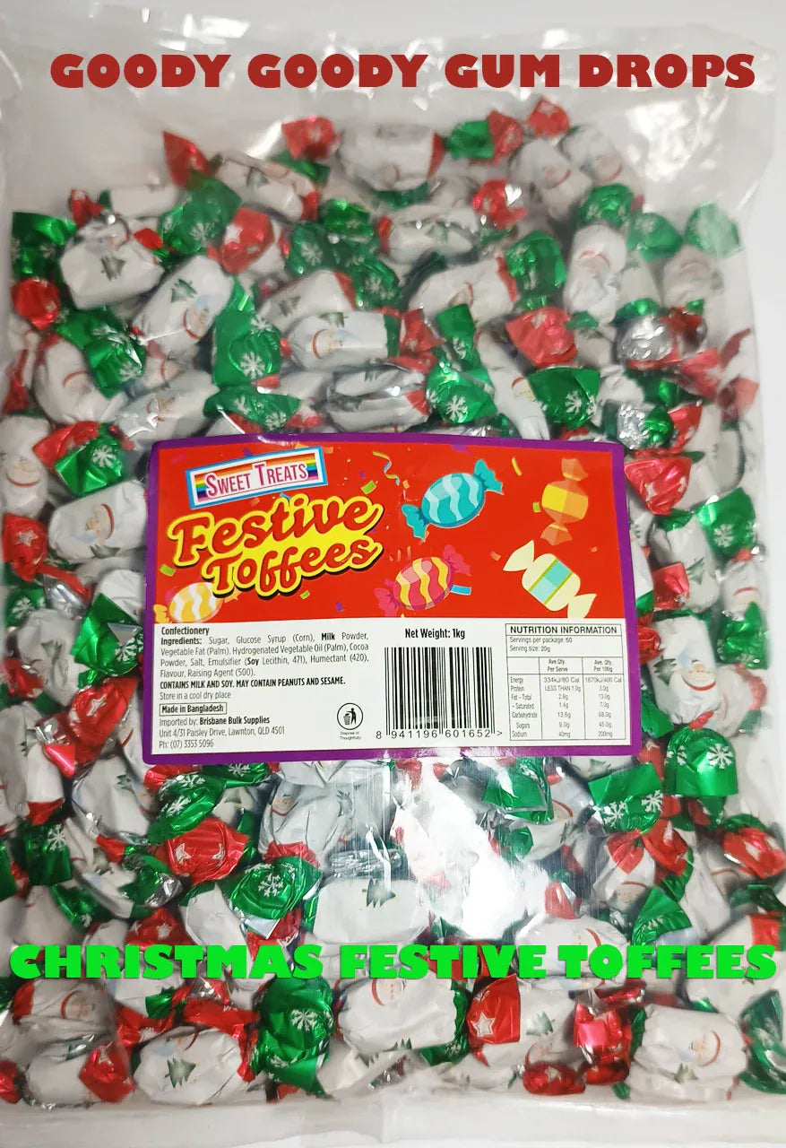 Christmas Festive Toffees 1 Kg - Wrapped Goody Goody Gum Drops online lolly shop