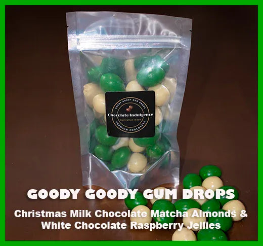 Christmas Milk Chocolate Matcha Almonds - White Chocolate Raspberry Jelly Mix Goody Goody Gum Drops online lolly shop
