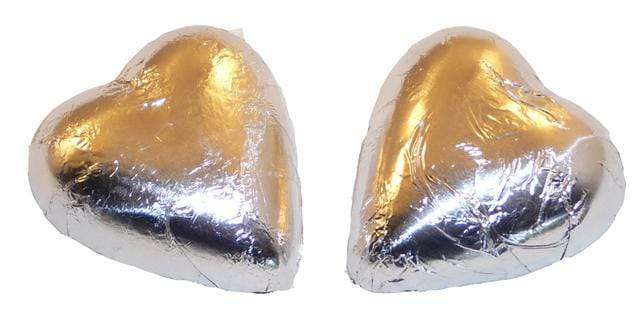 Silver Foil Covered Choc Hearts Goody Goody Gum Drops online lolly shop