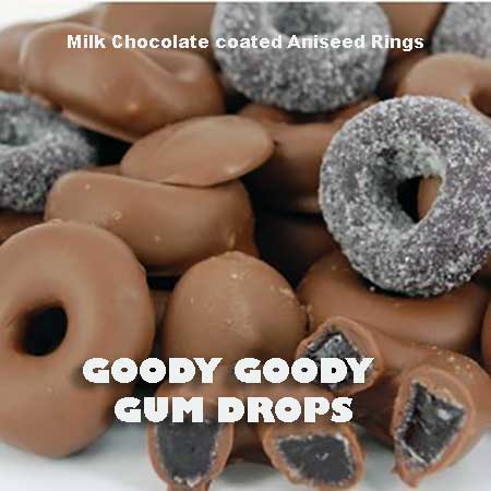 Milk Chocolate Aniseed Rings 120 Gm Pouch Pack Goody Goody Gum Drops online lolly shop
