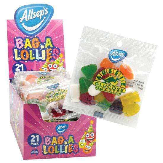 Aussie Glucose &quot;Bag-a-Lollies&quot; (Box of 21 x 60 Gm bags) Goody Goody Gum Drops online lolly shop