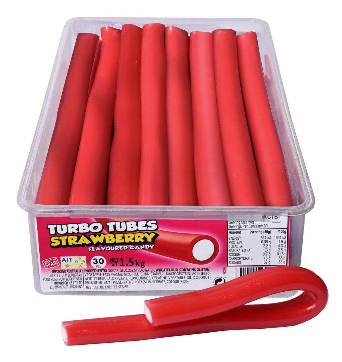 TNT Sour Turbo Tubes Strawberry Goody Goody Gum Drops online lolly shop