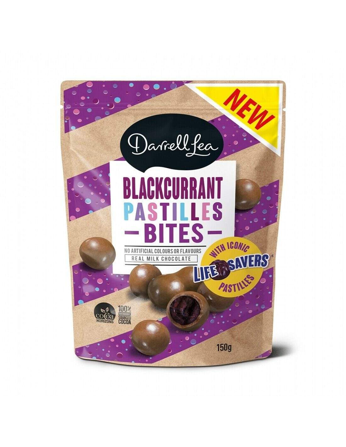 Darryl Lea Choc Blackcurrent Bites (12 x 160 Gm Bags) Goody Goody Gum Drops online lolly shop