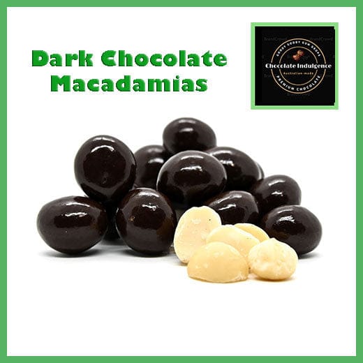 Gourmet Dark Chocolate Macadamia Nuts - Chocolate Indulgence. Goody Goody Gum Drops online lolly shop