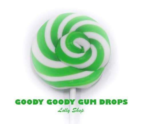 Green &amp; White Gourmet 5 cm LolliPops (Box of 25) Goody Goody Gum Drops online lolly shop