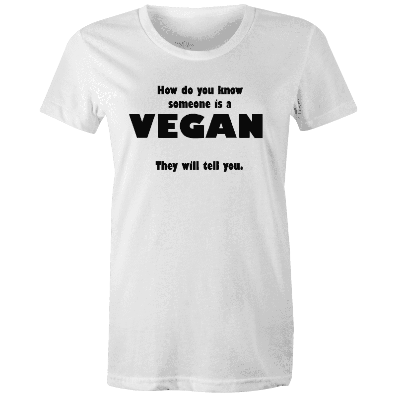HOW TO TELL A VEGAN T Shirt - Printed in Australia Goody Goody Gum Drops online lolly shop