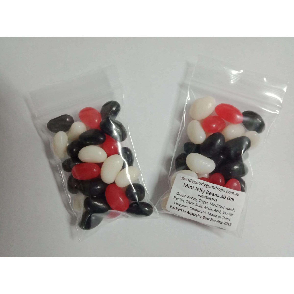 Jelly Beans Red, Black &amp; White (100 x 30 Gm bags) Goody Goody Gum Drops online lolly shop