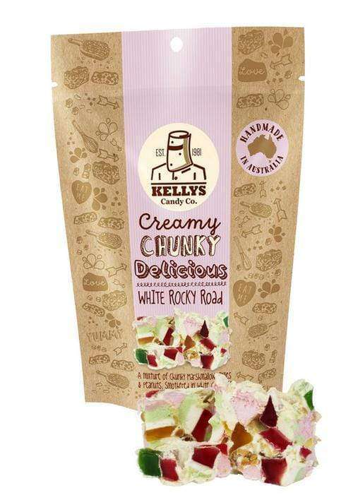 KELLY'S WHITE ROCKY ROAD - 8 x 175G POUCHES Goody Goody Gum Drops online lolly shop