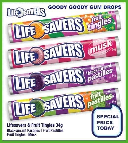 Lifesavers Box of 24 x 34 Gm Rolls Goody Goody Gum Drops online lolly shop