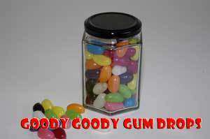 Goody Goody Mini Jelly Beans in Hexagonal Glass Jars (10 x 40 Gm jars) Goody Goody Gum Drops online lolly shop