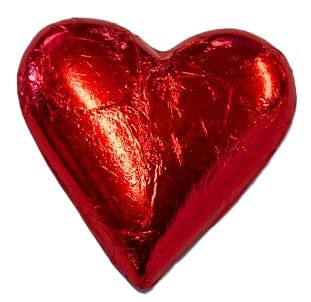 Red Foil Covered Milk Chocolate Hearts Goody Goody Gum Drops online lolly shop