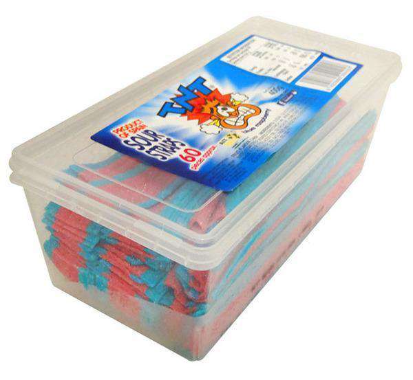TNT Sour Straps Snack Pack Blue Raspberry (60 pc - 400 Gm Tub) Goody Goody Gum Drops online lolly shop