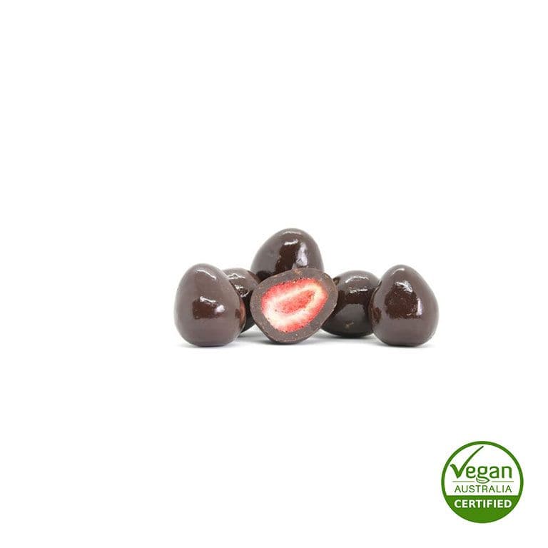 Vegan Dark Chocolate Freeze-Dried Strawberries - Indulgence Goody Goody Gum Drops online lolly shop